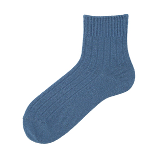 Tabio羊毛袜子男秋冬高弹透气百搭中筒袜正装西装袜男黑色商务袜