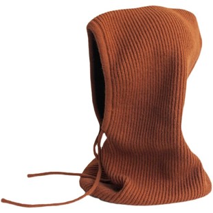 韩国ins法拉针织帽套头围脖女秋冬韩版百搭保暖时尚系带毛线脖套