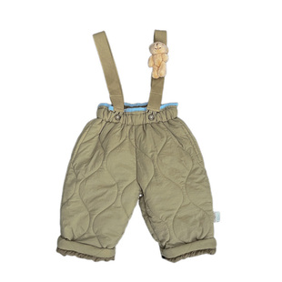 男宝宝冬装背带裤套装婴儿洋气夹棉保暖裤子婴儿韩版翻领针织毛衣