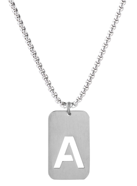 私人订制字母军牌可刻字钛钢项链