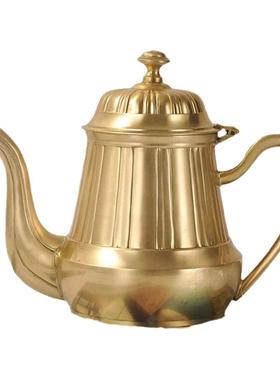 印度进口铜制冷水壶黄铜手工复古茶壶咖啡壶家用客厅茶几高档摆件