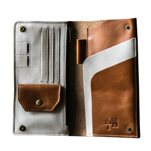 出国旅行手机真皮钱包户外休闲男女复古纯牛皮简约长款护照夹机票