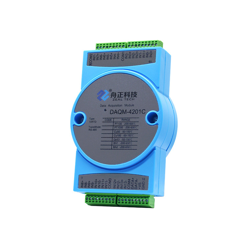 14路温度采集模块热电阻PT100输入转RS485modbus工业级测温4201C