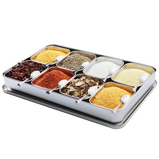 巨博不锈钢日式味盒调料盒商用留样盒厨房配料盒方形多格作料盒