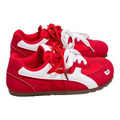 回力官方旗舰店红色德训鞋女2025新款秋季软底百搭运动小白鞋板鞋