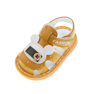 夏季包头宝宝凉鞋软底婴儿学步鞋防滑叫叫鞋0-1一2岁男童女童会响