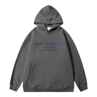 GOGOSOON加绒卫衣男新款2025秋冬连帽重磅硬挺美式青少年带帽加厚