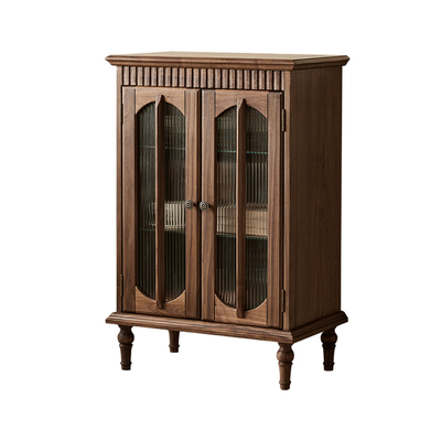 水墨兰亭黑胡桃木法式电视柜边柜