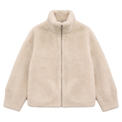 百家好高级感翻领加厚环保皮草女