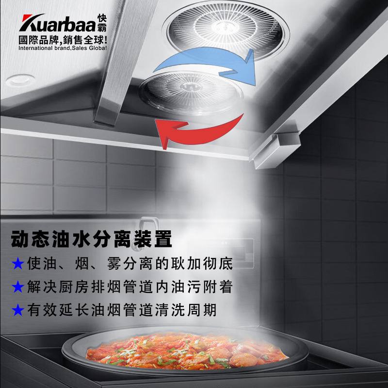 快霸烟罩净化一体不锈钢油烟净化器烟雾净化器矮款8000风量380V