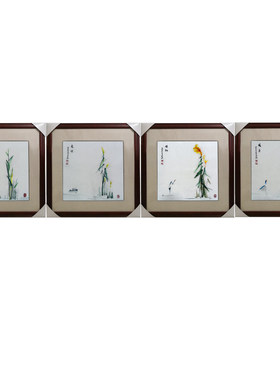 手工苏绣春夏秋冬唐寅字画国画纯手工刺绣工艺品书房卧室挂画礼品