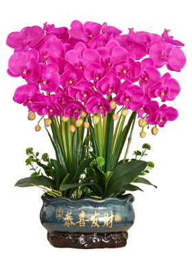 别墅蝴蝶兰仿真花高品质装饰花卉高档花艺摆件客厅电视柜摆花假花