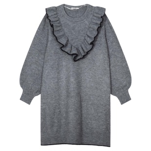 niko and ...连衣裙2026春季新款纯色花边气质灯笼袖针织裙590166