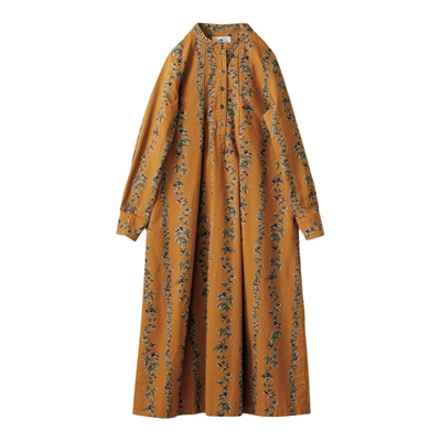 女式纯棉圣诞玫瑰印花A字连衣裙