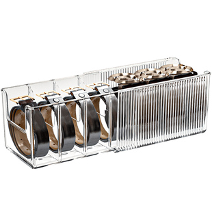 皮带收纳盒可伸缩丝巾领带男士腰带展示架家用衣柜多功能分隔神器