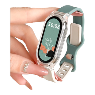 适用新品小米手环10/9表带链8nfc版夏季7新款6撞色硅胶5手腕带4小众女生3小米智能运动手环九八七六代替换带