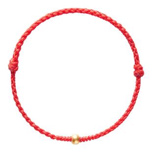 黄金红绳手链女999足金转运珠细手绳金珠编绳马年本命年礼物情侣