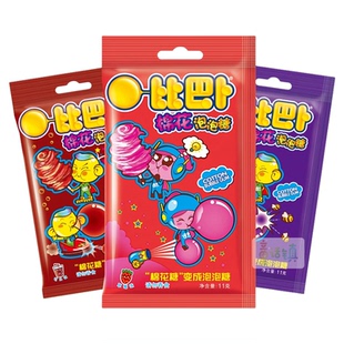 比巴卜棉花泡泡糖11g*12袋青苹果味多种口味口香糖儿童零食糖果