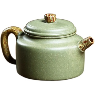 宜兴纯全手工紫砂壶名家德钟壶原矿豆青砂绞泥紫沙泡茶壶茶具套装