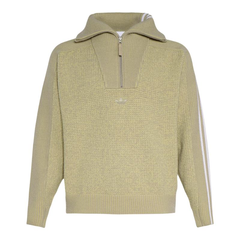 【自营】Adidas阿迪达斯男女三叶草运动半拉链套头针织毛衣KS5341