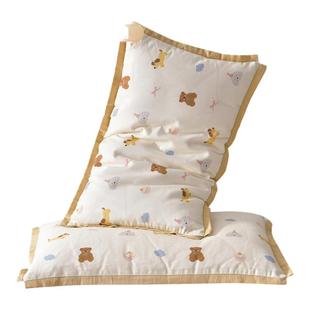 全棉纯棉纱布乳胶枕头套卡通宝宝枕巾婴儿吸汗乳胶枕儿童枕芯专用