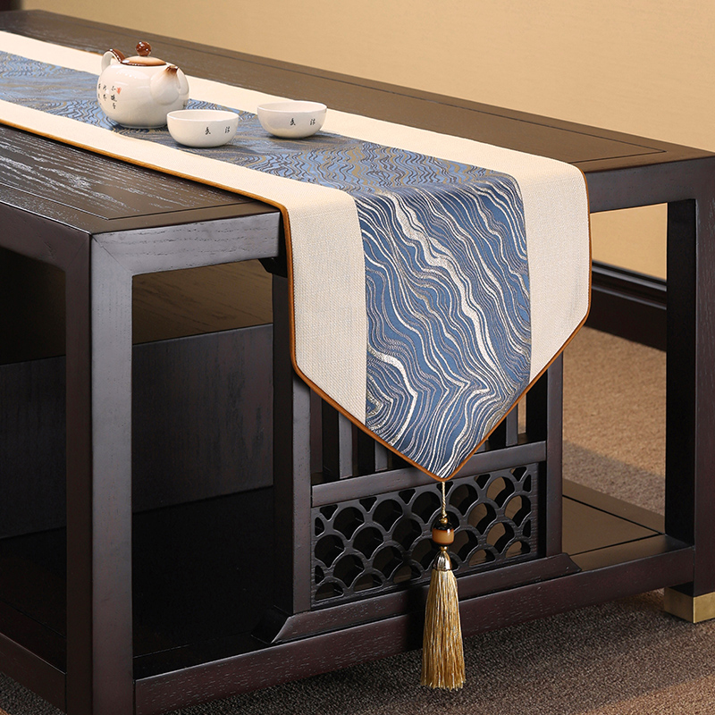 桌旗新中式禅意餐桌布茶几茶旗茶桌布电视柜茶台布艺长条现代简约