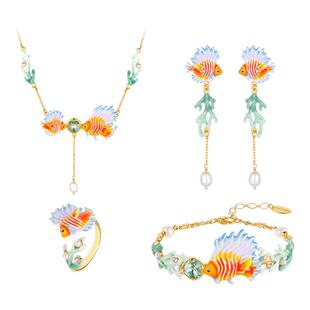 Juicy Grape缤纷鱼趣原创设计珐琅项链手链耳环戒指套装组合礼物