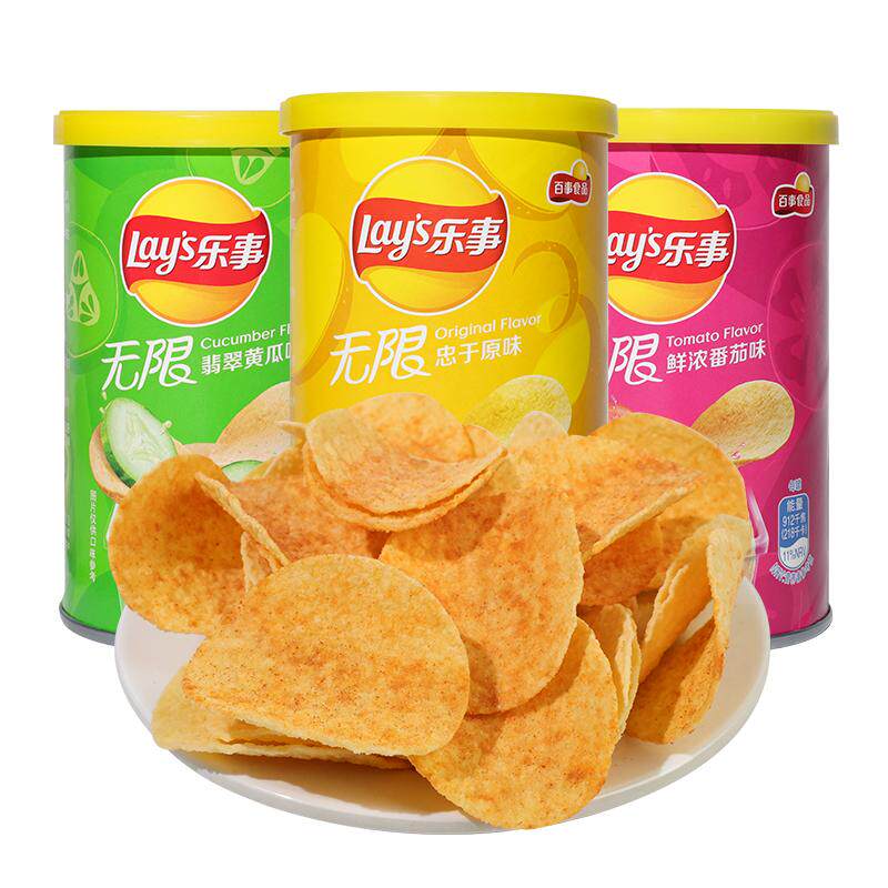 乐事无限薯片原味番茄味黄瓜味罐装批发网红休闲零食解馋小吃食品