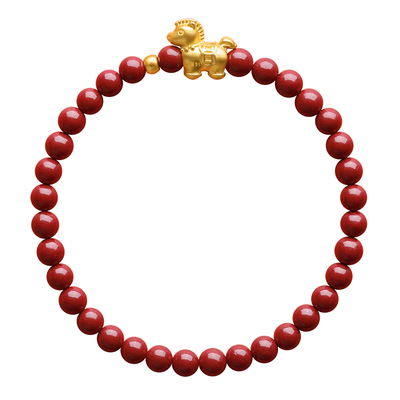 999足金朱砂手串黄金紫金砂手链