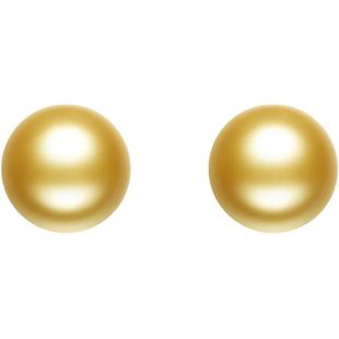 周六福珍珠耳钉女贝珠S925银黄金色简约高级耳饰复古耳环新年礼物