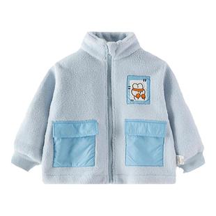 欢喜小熊儿童摇粒绒外套男童秋装女童双面绒衣服婴儿宝宝抓绒童装