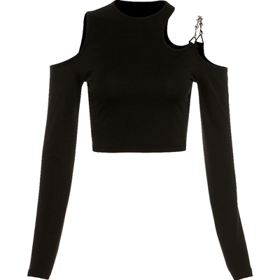 sylcue长袖T恤镂空设计短款