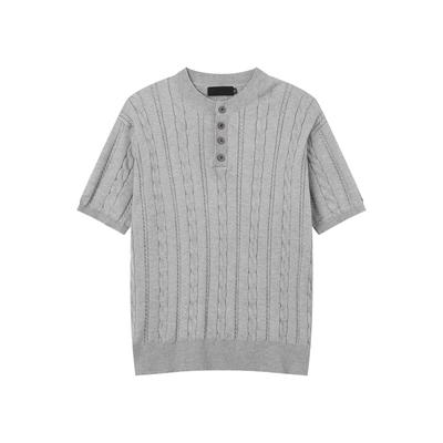 韩版简约老钱风针织休闲短袖T恤男士夏季POLO衫百搭上衣cleanfit