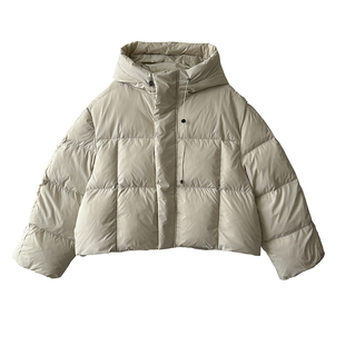 清仓 轻盈泡芙感连帽短款羽绒服外套立领保暖新国标90鸭绒面包服