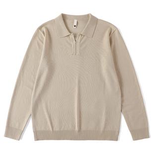特价 复古老钱风休闲百搭针织POLO衫秋冬男士纯色极简海鸥领毛衣