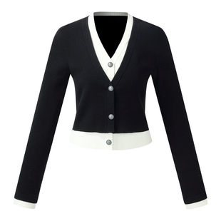 首降5折|歌莉娅女装上衣2025新款秋季流行穿搭修身假两件毛织衫