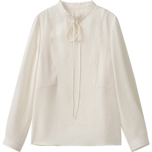 【播奥莱】播商场同款荷叶花边领衬衫女24冬气质小衫BDR4HD3429