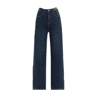 清仓高腰窄版阔腿牛仔裤女2025新款冬季加绒加厚直筒显瘦拖地裤子