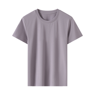 2026夏季新款 极简风圆领不变形氨纶棉短袖T恤衫女纯色高级上衣薄