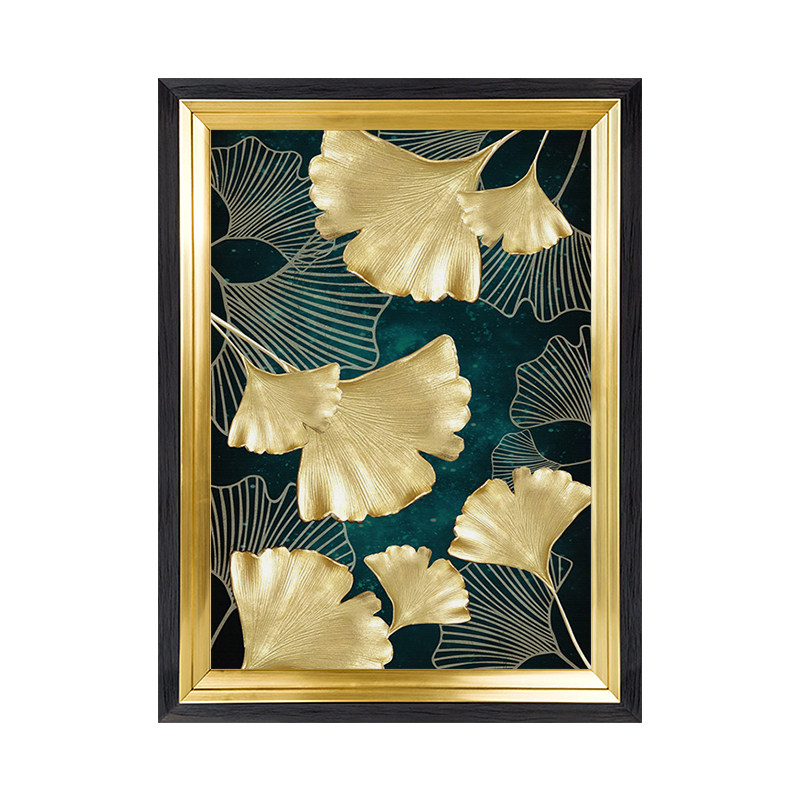 北欧现代简约防水画浴室装饰画轻奢银杏金叶子卫生间厕所墙壁挂画