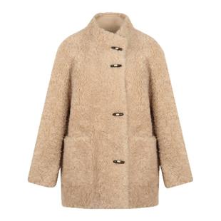 solighter 全羊毛圈圈毛皮毛一体外套女秋冬2025新款宽松厚外套