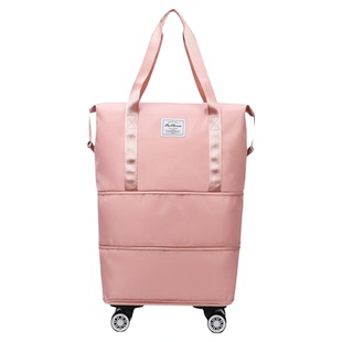 带滑轮万向轮轮子的旅行包女大容量轻便折叠拉杆行李包购物行李袋