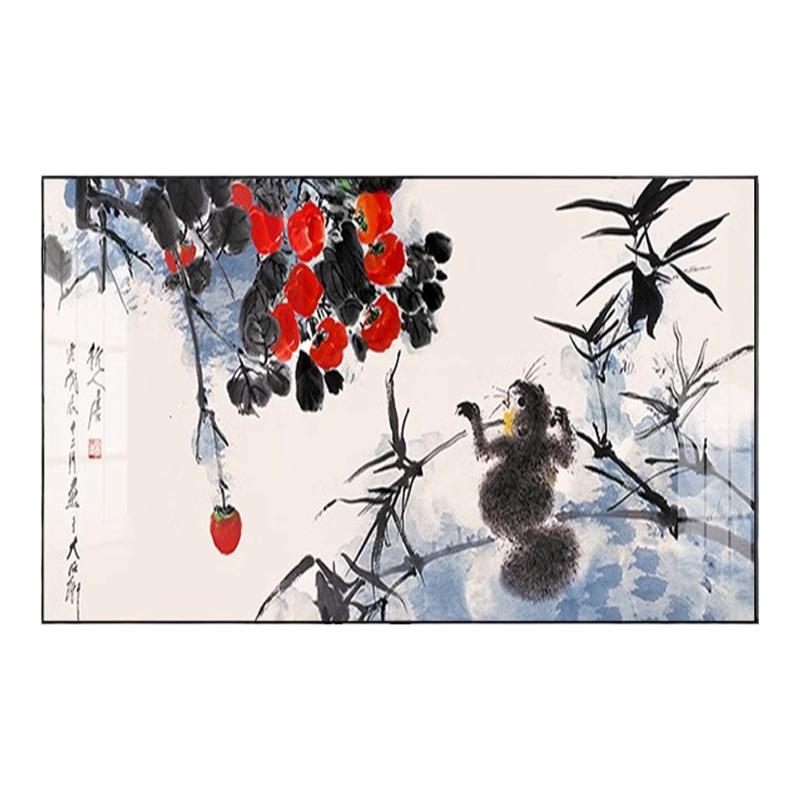 横版饭厅沙发背景墙挂画新中式