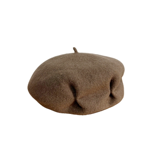 大版型显脸小~优雅褶皱纯色羊毛贝雷帽秋冬时尚百搭复古帽子女冬