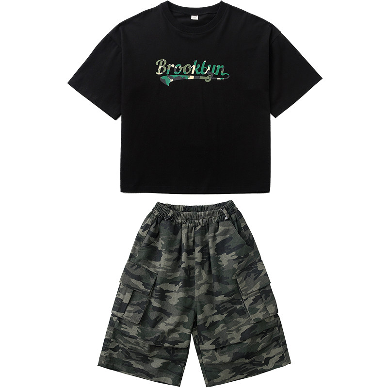 儿童嘻哈街舞迷彩工装裤演出服