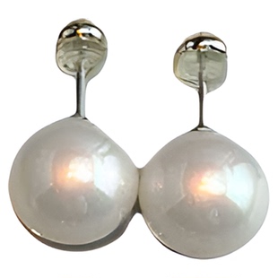 S925银奥地利强冷光澳白珍珠耳钉女施家气质高级感fever同款耳环