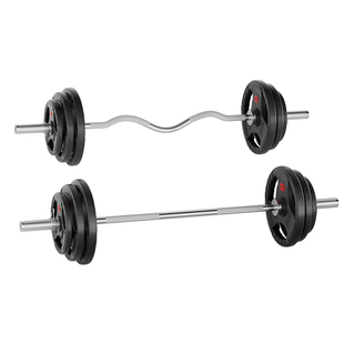 奥杆杠铃男士健身家用纯铸铁质金属烤漆包铁三孔手抓片大孔器材