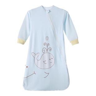 春秋夏季单层宝宝婴儿长袖纯棉一体半圆双向拉链薄款睡袋衣防踢被