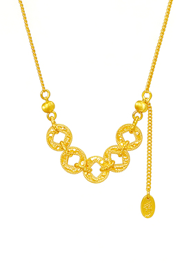 戴银坊五帝钱招财转运锁骨链