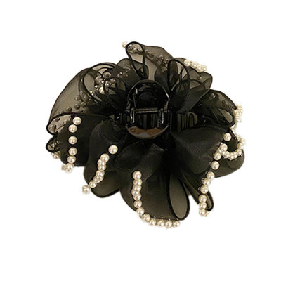 珍珠抓夹女新款后脑勺蝴蝶结发夹